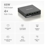 MERCUSYS 5-PORT GIGABIT DESKTOP SWITCH WITH 4-PORT POE+ MS105GP – Image 4