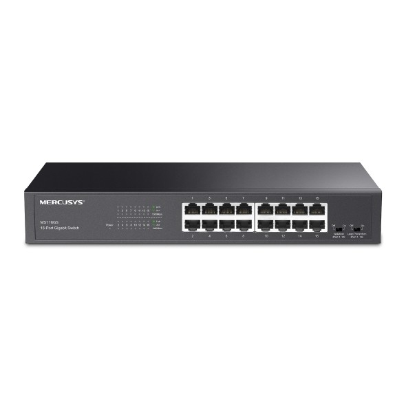 MS116GS_1.0_overview_01_normal20241129084714 MERCUSYS 16-PORT GIGABIT DESKTOP/RACKMOUNT SWITCH - MS116GS – Image 1