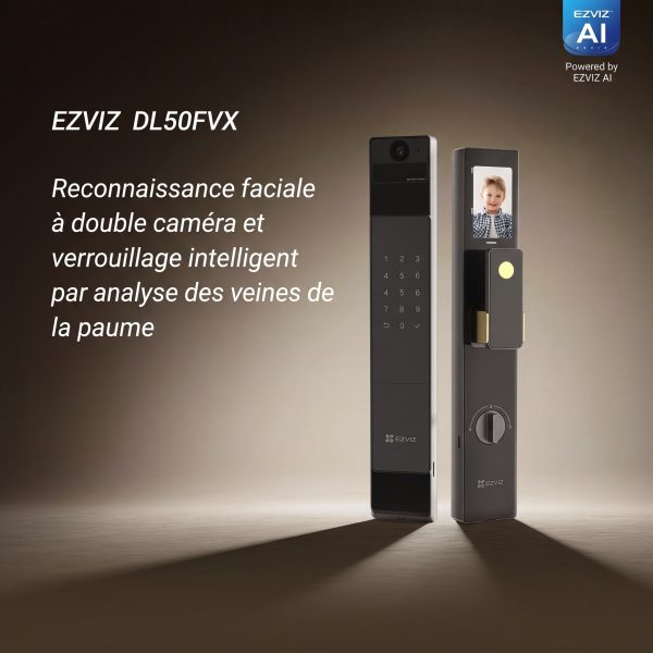 EZVIZ Reconnaissance faciale à double caméra et déverrouillage intelligent par analyse des veines de la paume- CS-DL50FVX